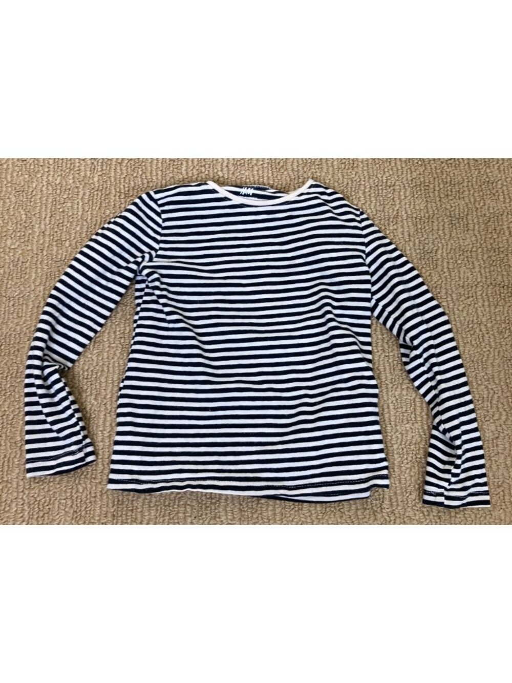 H&M Shirt Girls 3 4T Organic Cotton Black Tan Stripes Long Sleeve